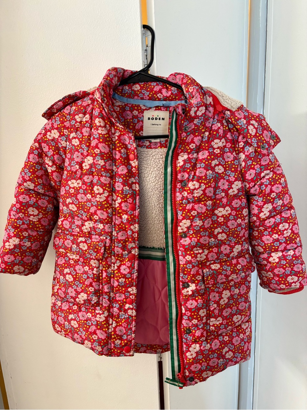 Mini Boden Pink Floral Puffer Coat for Kids